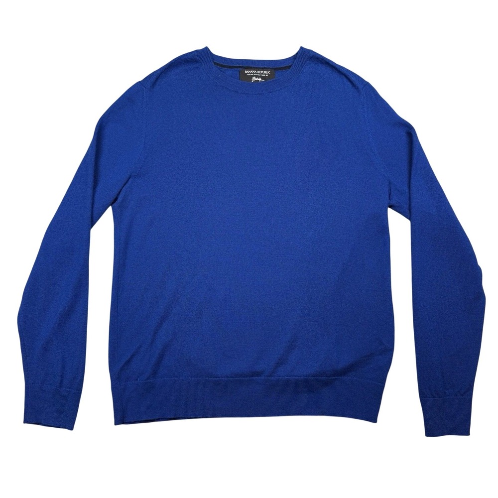 Banana Republic Sweater Men's Medium Blue Italian Merino Yarn by Baruffa Wool